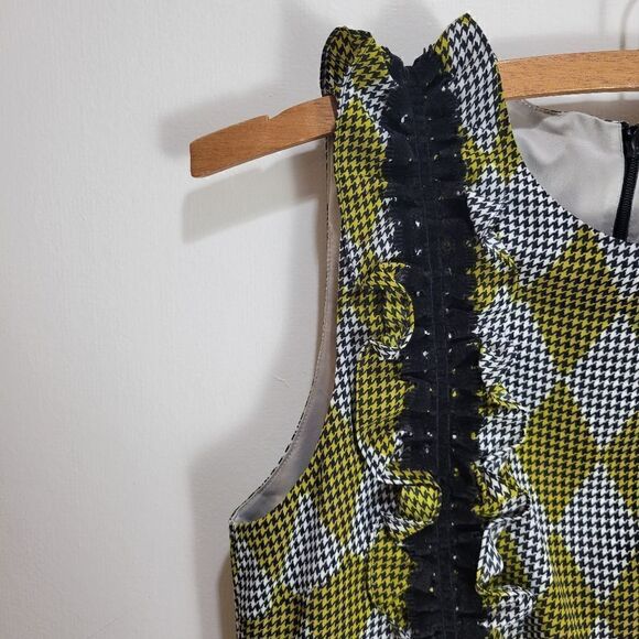Chartreuse Harlequin Houndstooth Dress - Picture 7 of 14